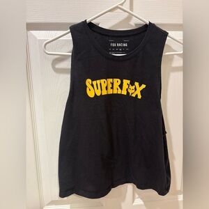 Fox Women's Black Tank‎ Top- Crop Top